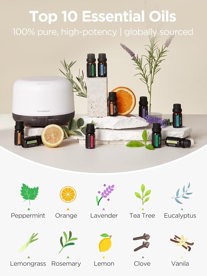 InnoGear Aromatherapy Diffuser & 10 Essential Oils Set, 500ml Essential Oil - Image 5