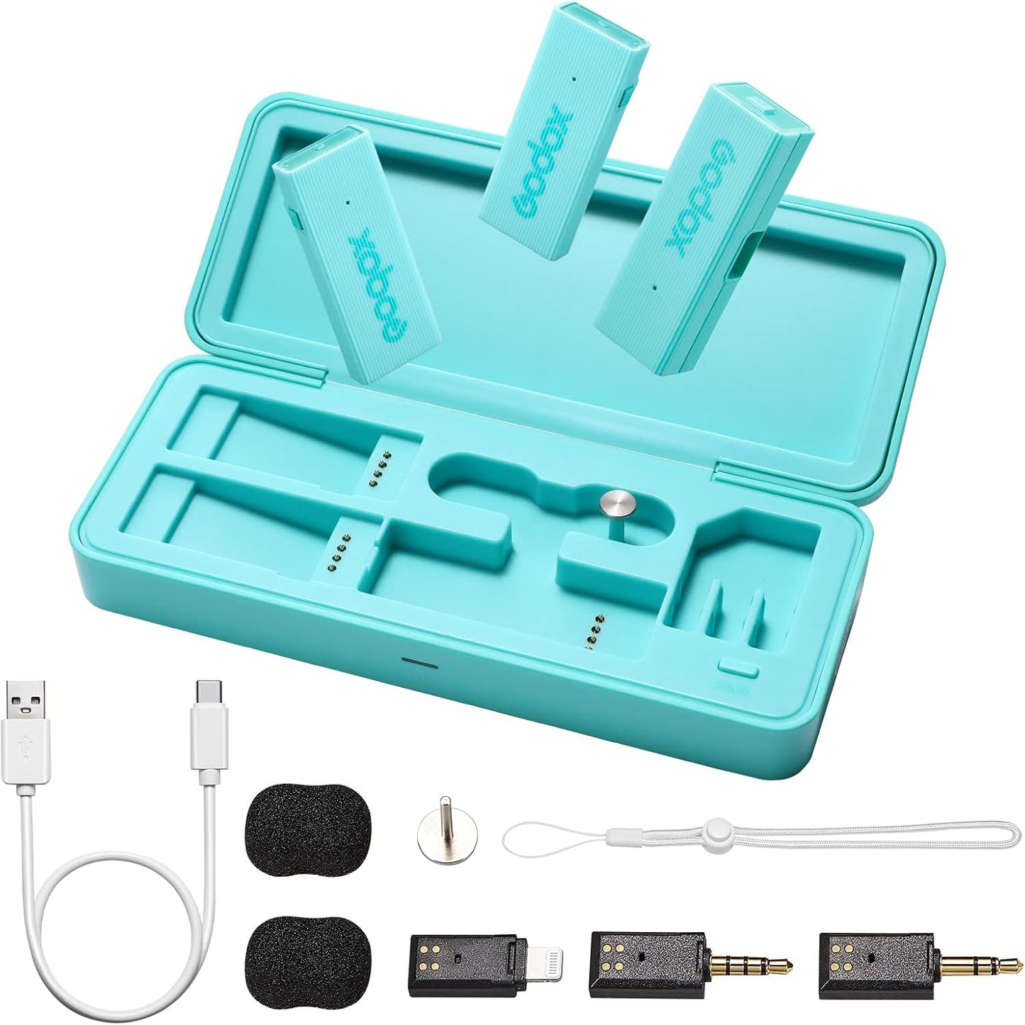 GODOX 【2025 Latest Model】 Movelink Mini LT Kit Wireless Microphone System, 2.4GHz Lavalier Mic 100m(328ft.) Range with Charging Case for iPhone, Camera, Vlogger, Youtuber, Interviewer(Green)