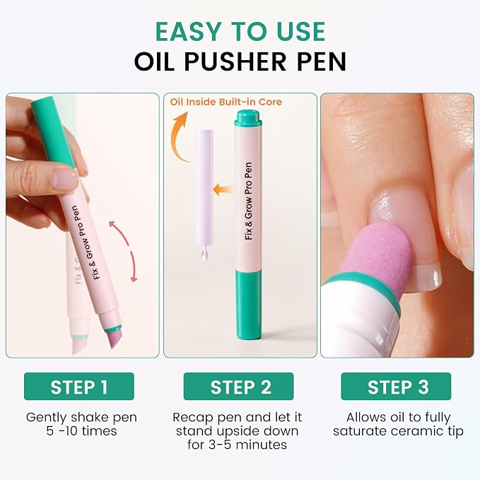 Ceramic Cuticle Oil Pusher Pen: 3-in-1 Nail Cuticle Buffer Pens - Image 2