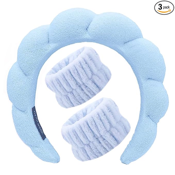 Spa Headbands for Washing Face Soft Puffy Bubble Headbands Wristband for Women by Unknown