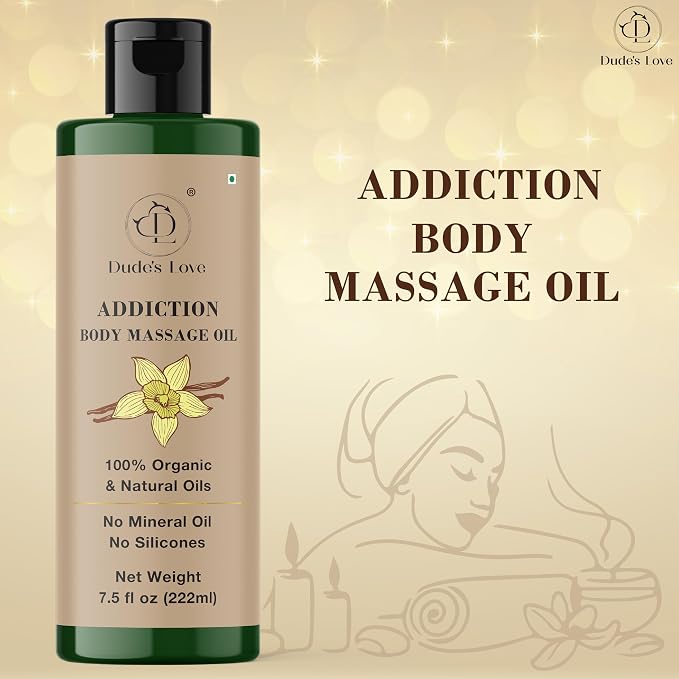 Addiction Body Massage Oil | Vanilla Scent | 100% Natural & Organic Oils | No - Image 2