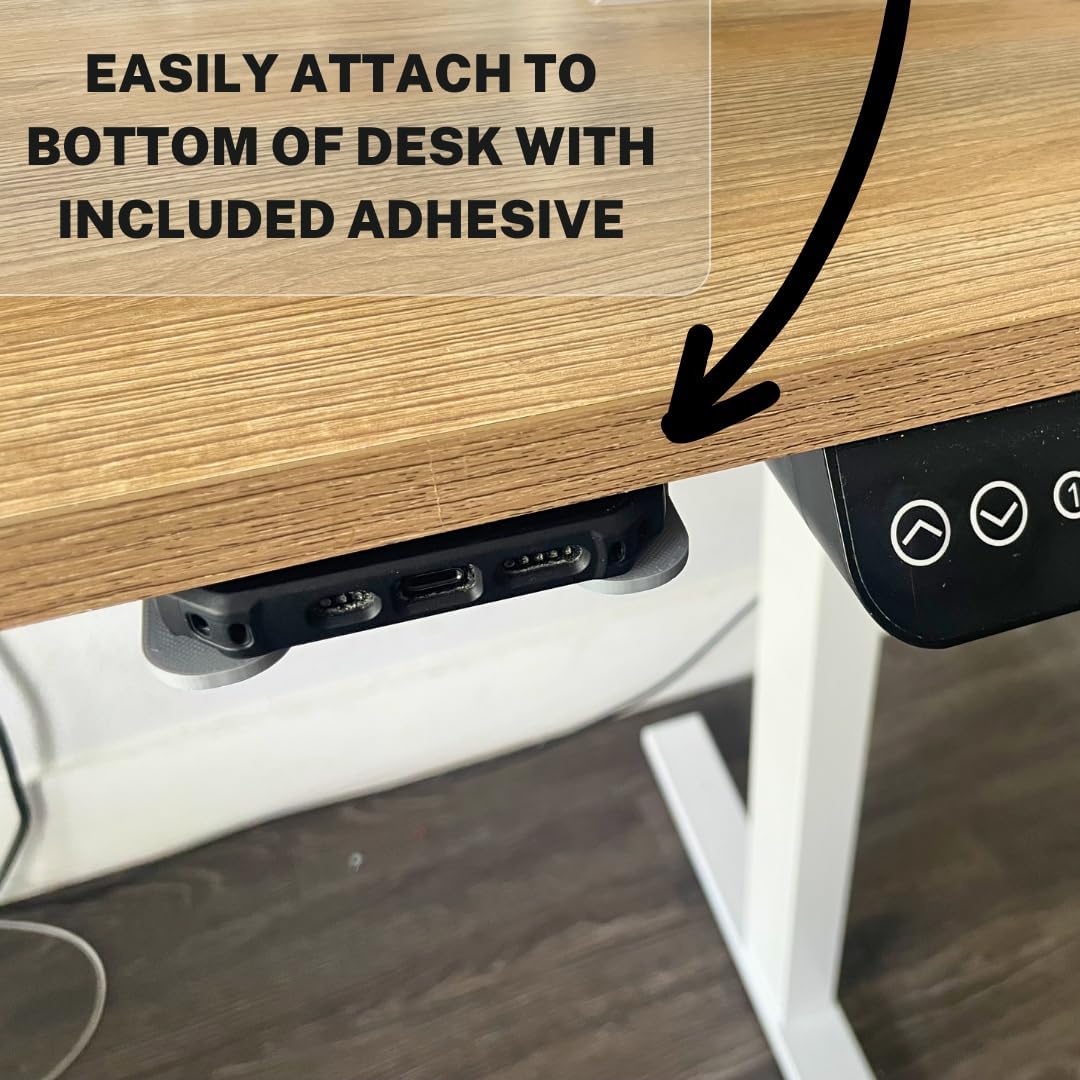 Chatelet Under Desk Phone Holder with Adhesive – Hidden Smartphone Mount for Office or Home Desk – Stick-On Organizer for Focus & Productivity – Fits Most Phones (White)
