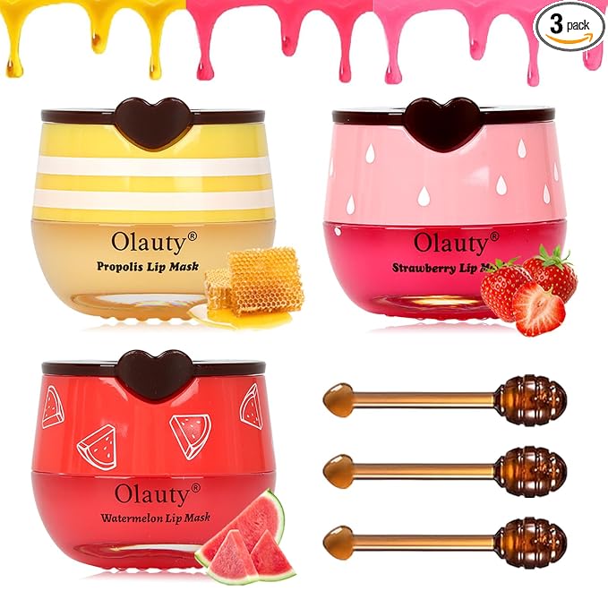 3PCS Bee Lip Balm Honey Pot, Lip Mask Skincare, Prevention Lip Dry Set by Sulily