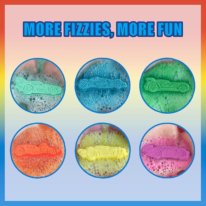 Hot Wheels 6 Piece Bath Bombs for Kids, Bubble Gum Scented, Bath Toys for Kids - Image 3