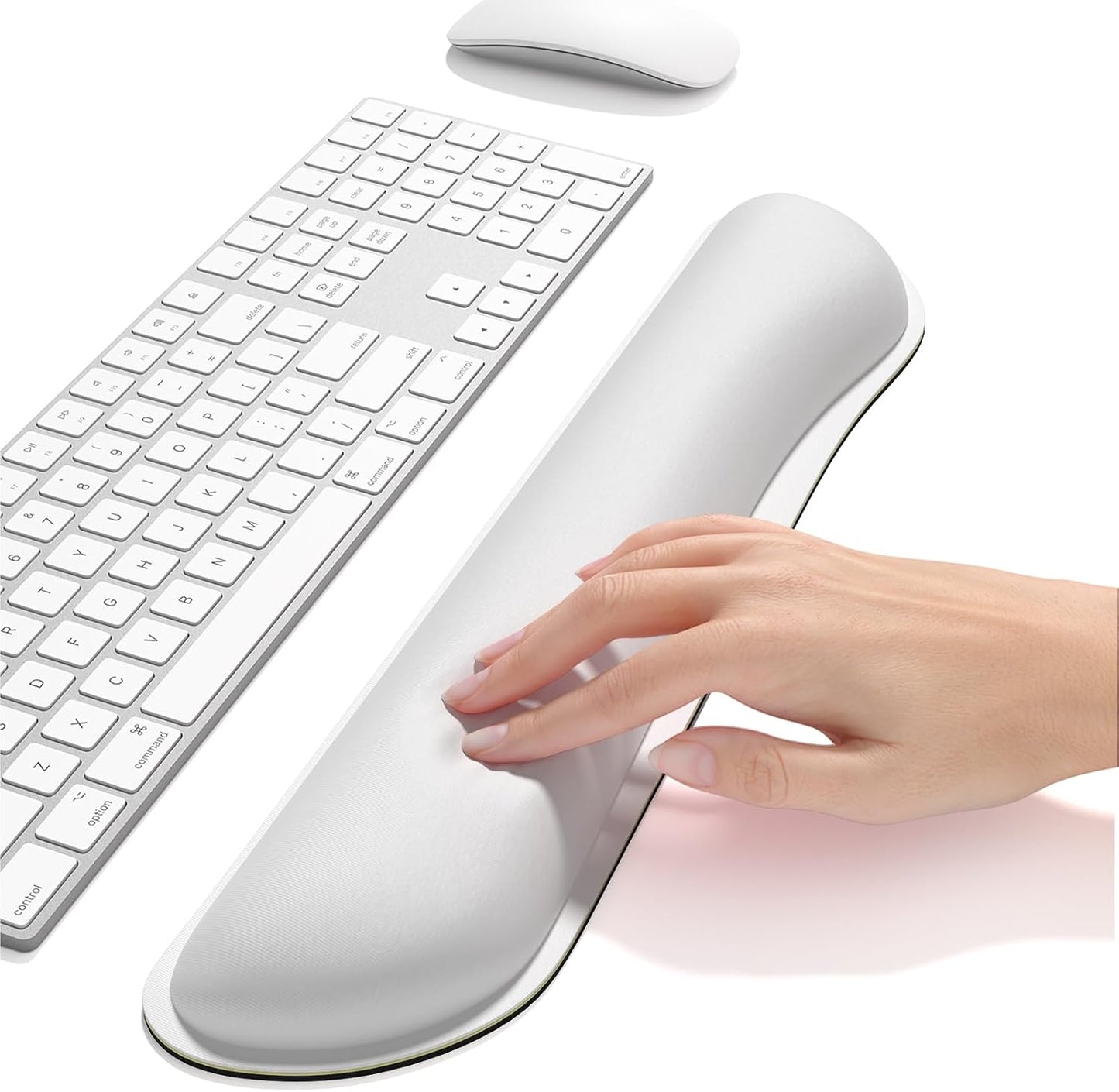 Dapesuom Enlarge Keyboard Wrist Rest, Cute Memory Foam Keyboard Wrist Cushion for Computer Desk Mats Support, Typing Pain Relief Ergonomic Mouse Pad Rests with Non-Slip Base for Gaming, Laptop, White