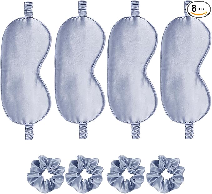 Satin Eye Mask 8Pcs Silk Sleep Masks Silky Blindfold Eyeshade Blackout Eyes by WJingYiJia