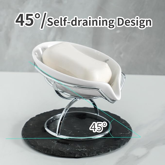 Dobbyby Leaf-Shaped Soap Dish – Premium Ceramic Soap Bar Holder - Image 2