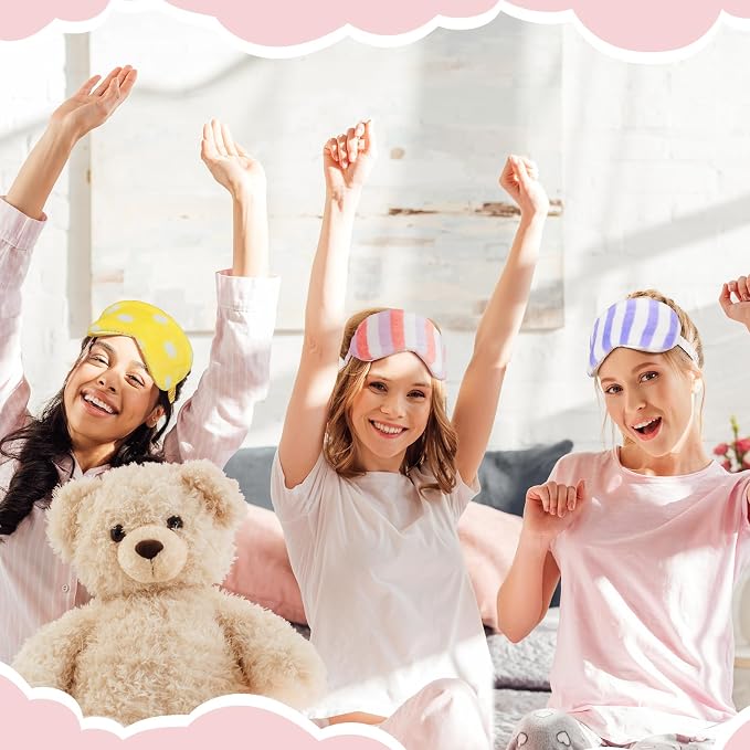 Xuhal 24 Pcs Spa Sleepover Party Favors Supplies Plush Headband and Eye Mask - Image 2