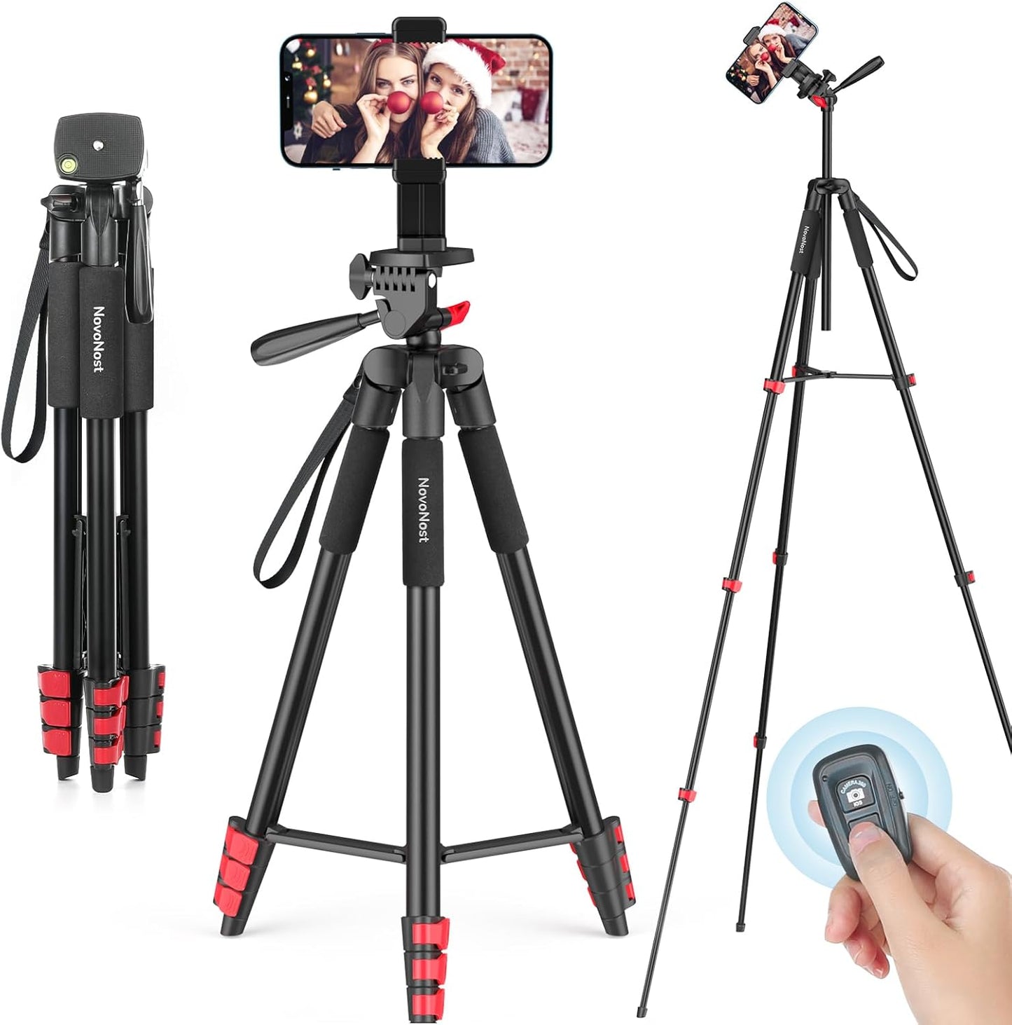 65" Phone Tripod Stand, Tripod for iPhone & Camera with Wireless Remote & Cellphone Holder for Video Recording/Selfies/Live Stream/Vlogging (Included Carry Bag)