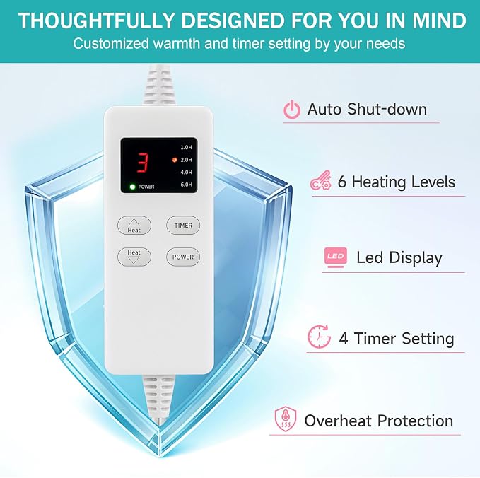Cyan Heating Pad for Gifts Soothing Heat Therapy for Women & Men, Perfect - Image 4
