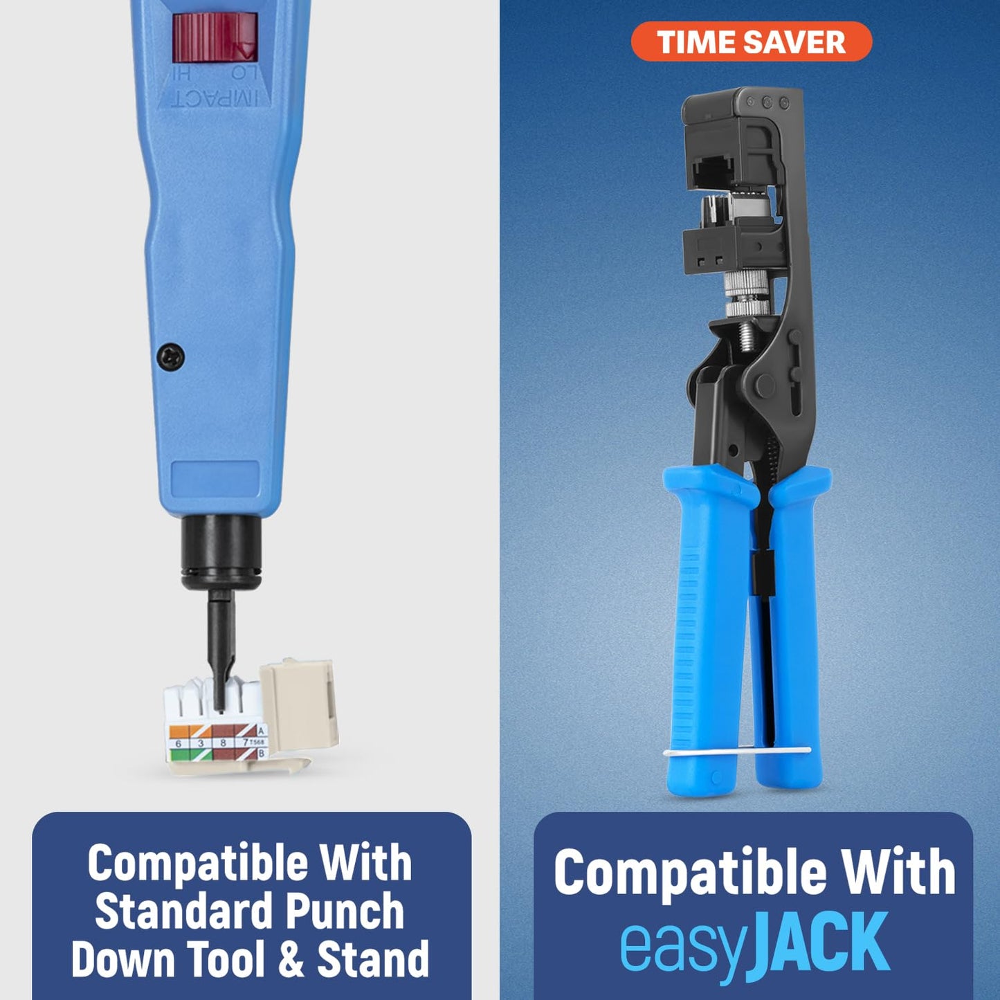 Everest 90° Angled RJ45 Cat5e Keystone Jacks 10-Pack in Light Almond - Slim Profile Female RJ45 Connectors - Cat 5e Keystone Jack - Compatible with 90° Angled Speed Termination Tool - easyJACK