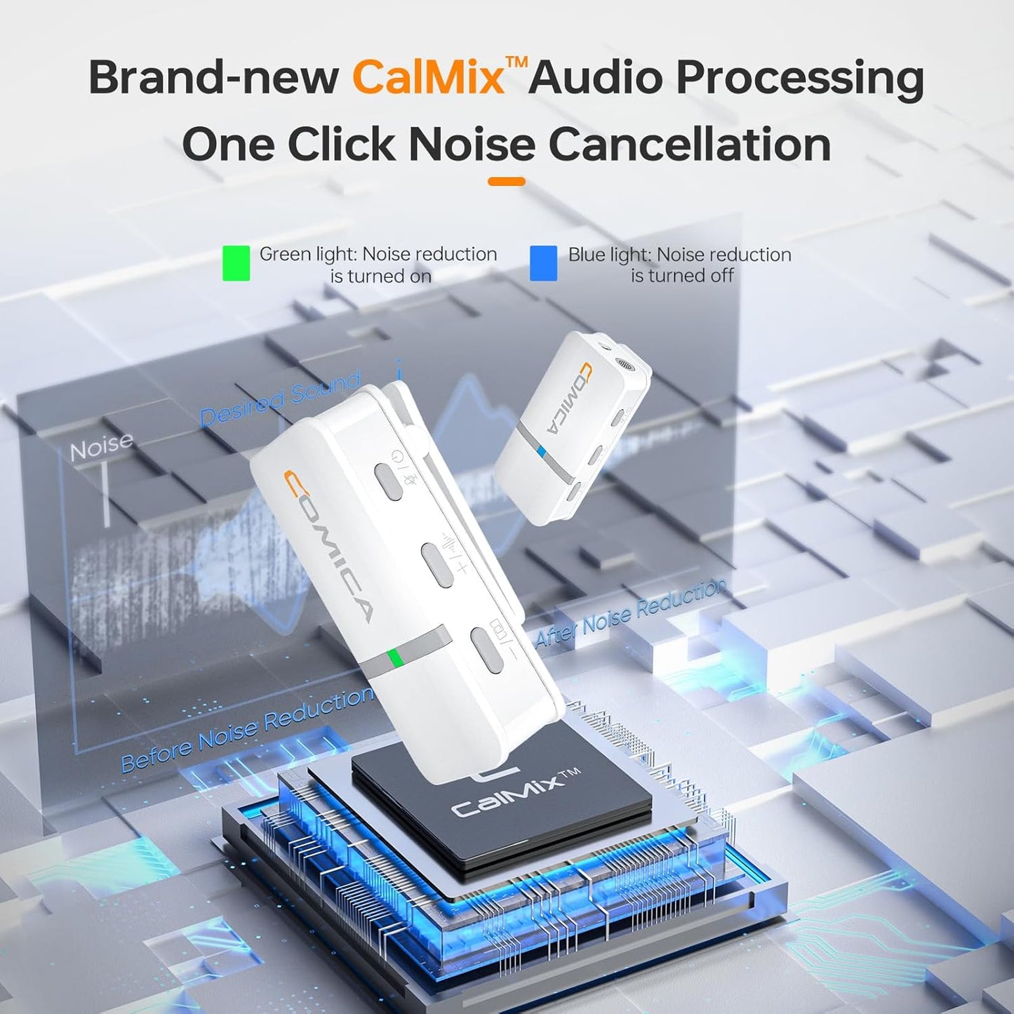 COMICA Vimo Q 4 Channel Wireless Lavalier Microphone System with Noise Cancellation, 4 Audio Tracks Output, 656ft Range, Wireless Mic for DSLR Camera, iPhone, Android,Recording Livestream(White)