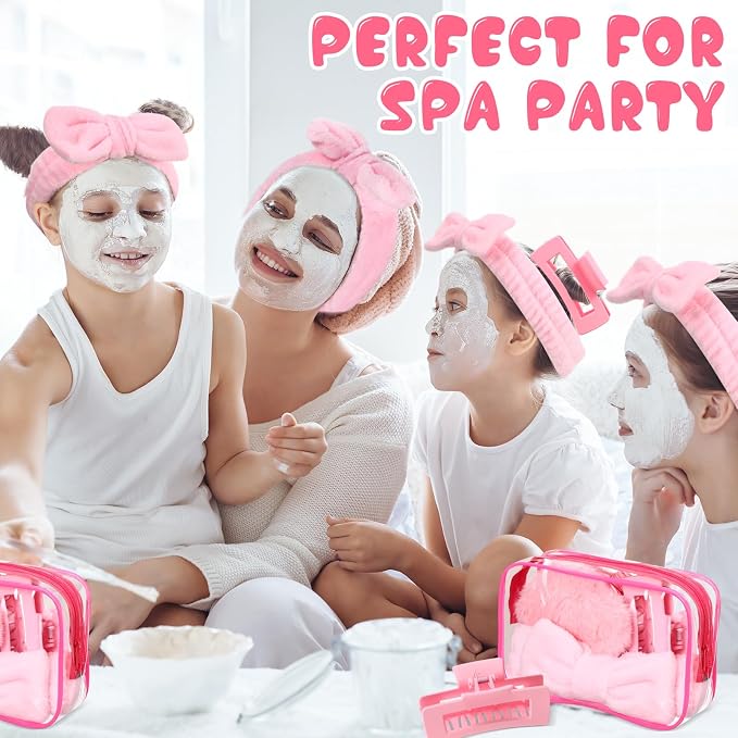 Hoteam 24 Pcs Spa Party Favors Supplies 6 Spa Headband 6 Plush Sleep Eye Mask 6 - Image 4