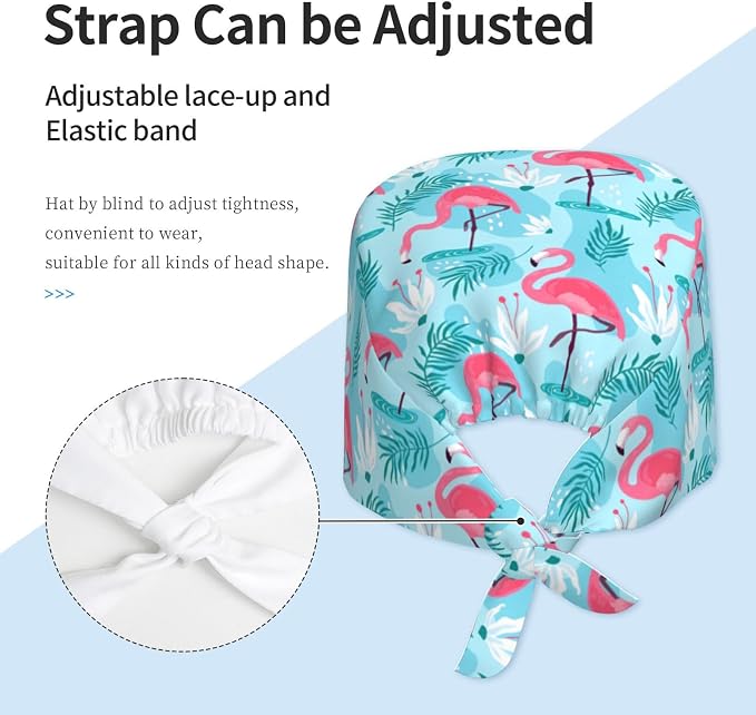 Working Cap Scrub Caps with Sweatband Adjustable Tie Back Hat Nurse Surgical - Image 2