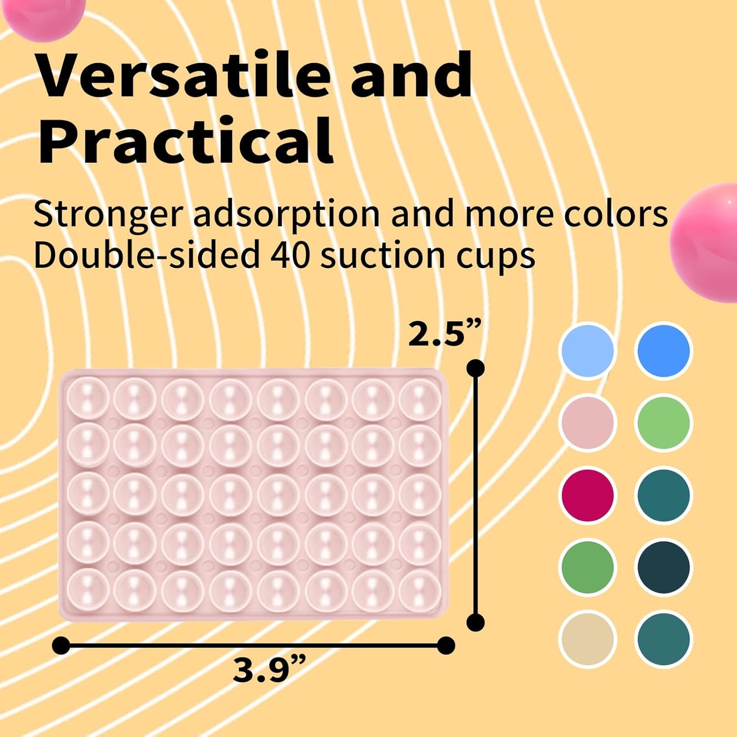 Double Sided Octo Buddy Suction Cup Phone Mount - Silicone Sticky Phone Grip with Higher Suction Power for Effortless Hands-Free Selfies & Videos, Octo Buddies Suction Phone case Suction Grip（pink）