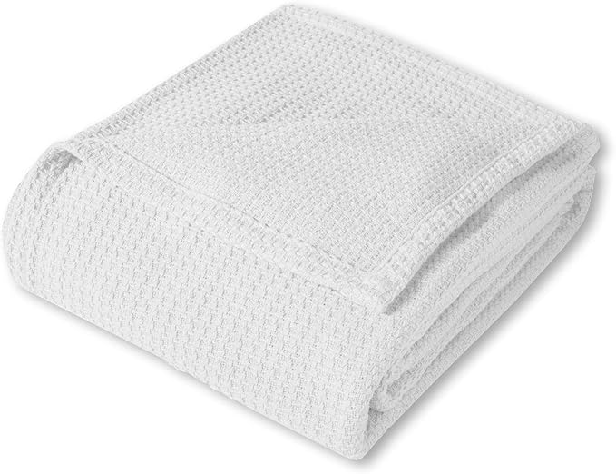 100% Fine Cotton Luxurious Basket Weave Blanket, King Size - Image 2