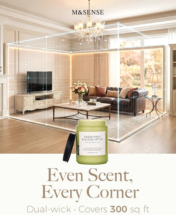 M&SENSE Vanilla Scented Candles, 19.4oz Large Natural Soy Wax, 110 Hours Long - Image 7
