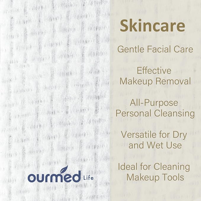 Ourmed Life Disposable Face Towel | 150 Count Lint-Free Biodegradable Clean - Image 2