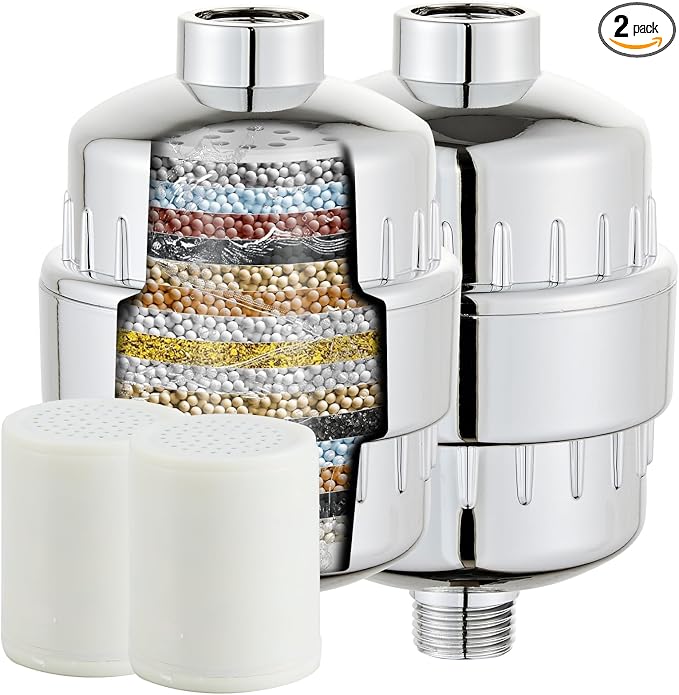 2 Pack Shower Filter for Hard Water, High Output Filtration Removes Chlorine by LCEVCGK