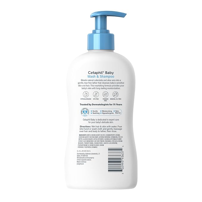 Cetaphil Baby Wash & Shampoo, 13.5oz Pack of 2, Hypoallergenic, Gentle Enough - Image 8