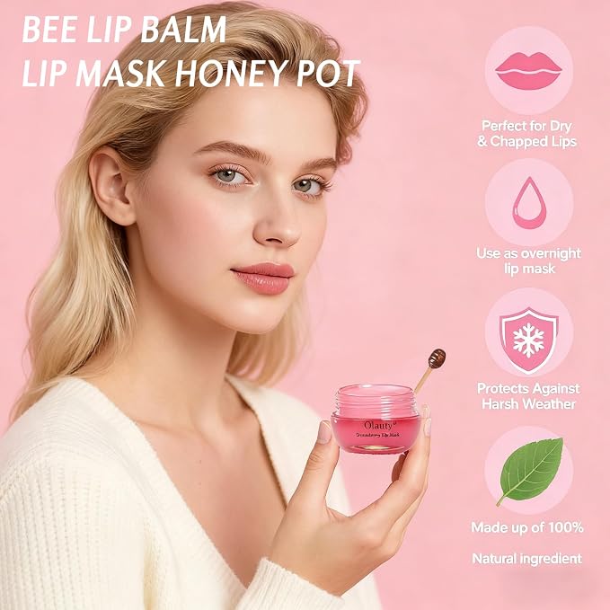 9PCS Bee Lip Balm Lip Mask Honey Pot, Mothers Day Gifts, Honey Lip Balm Bulk - Image 3