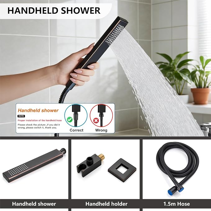 Midanya Shower System with Tub Spout, Bathtub Shower Faucet Set with Square - Image 8