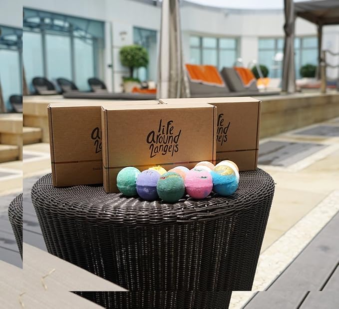 LifeAround2Angels Bath Bombs Gift Set 12 USA made Fizzies, Shea & Coco Butter - Image 7