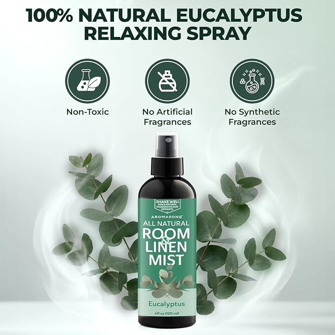 Aromasong Eucalyptus Mint Room Spray – Natural Room Deodorizer Non-Toxic - Image 2