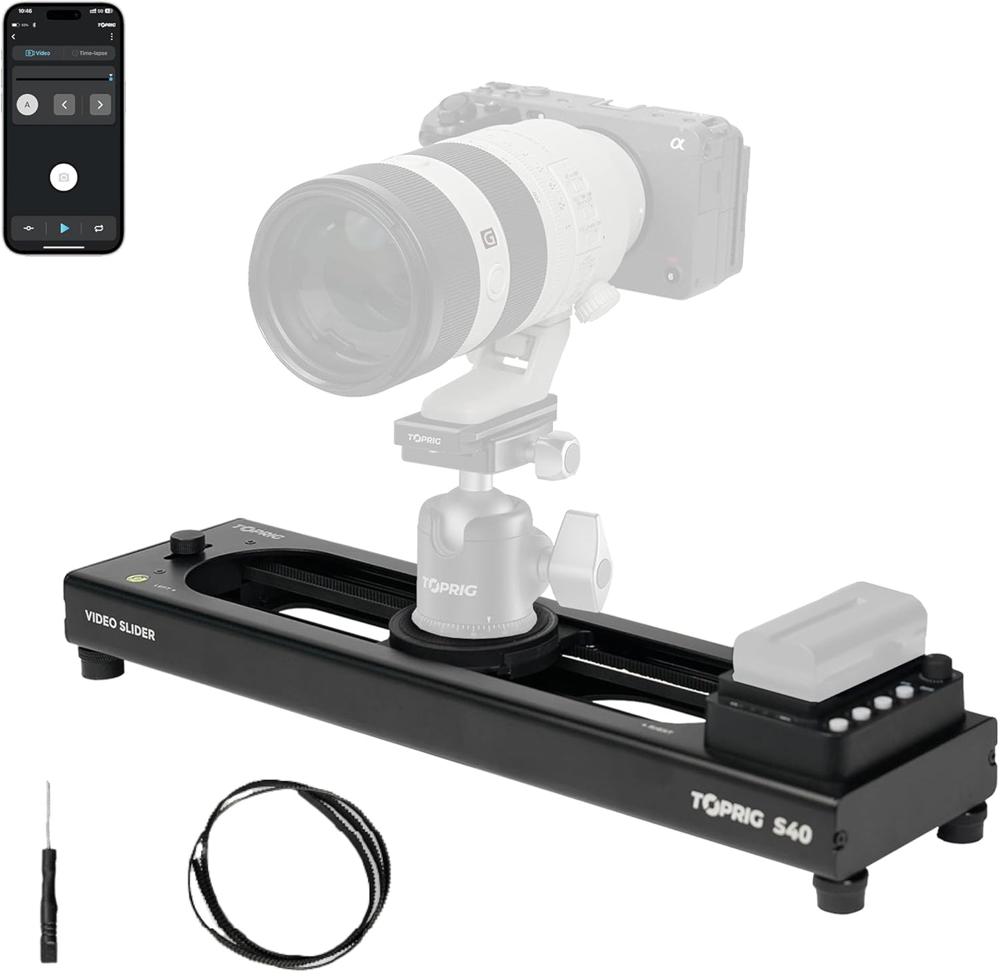 Accsoon Motorized Camera Slider, Adjustable 16''/40 cm Bluetooth Video Slider with Button/APP Control, Time-Lapse/Loop Mode, Speed Knob, 120° Panoramic Shooting, Compatible with DSLR, GoPro, Phone