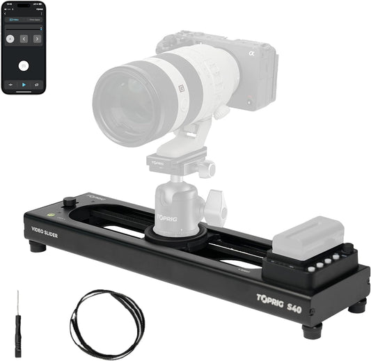 Accsoon Motorized Camera Slider, Adjustable 16''/40 cm Bluetooth Video Slider with Button/APP Control, Time-Lapse/Loop Mode, Speed Knob, 120° Panoramic Shooting, Compatible with DSLR, GoPro, Phone