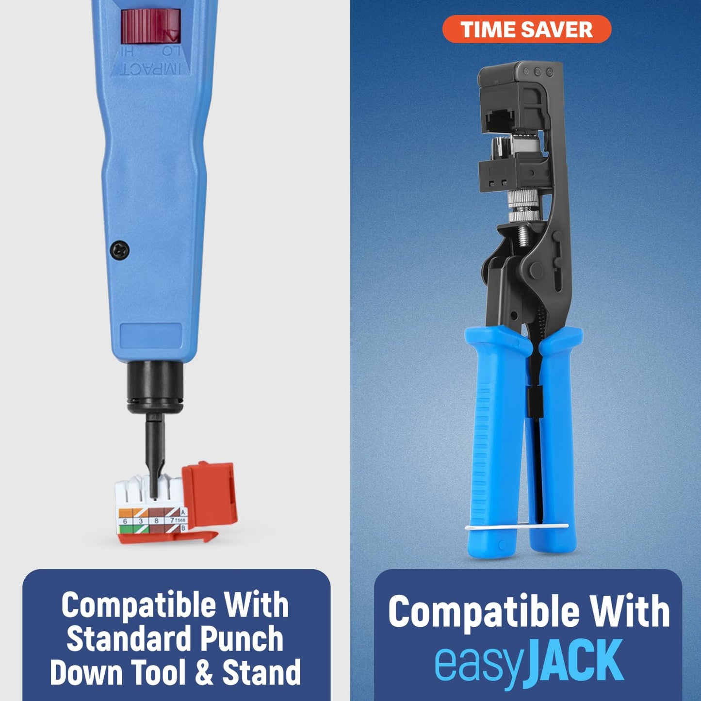 Everest 90° Angled RJ45 Cat6 Keystone Jacks 50-Pack in Orange - Slim Profile Female RJ45 Connectors - Cat 6 Keystone Jack - Compatible with 90° Angled Speed Termination Tool - easyJACK (B094WB91H3)