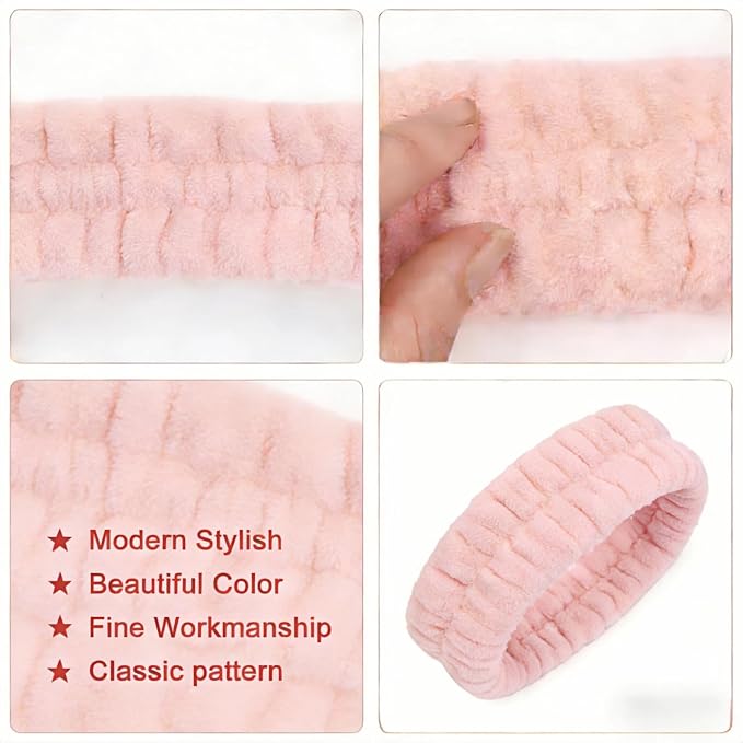 hexiaoxiao 6 Pack Microfiber Spa Headband Elastic Skin-Friendly No Slip Hairband - Image 5