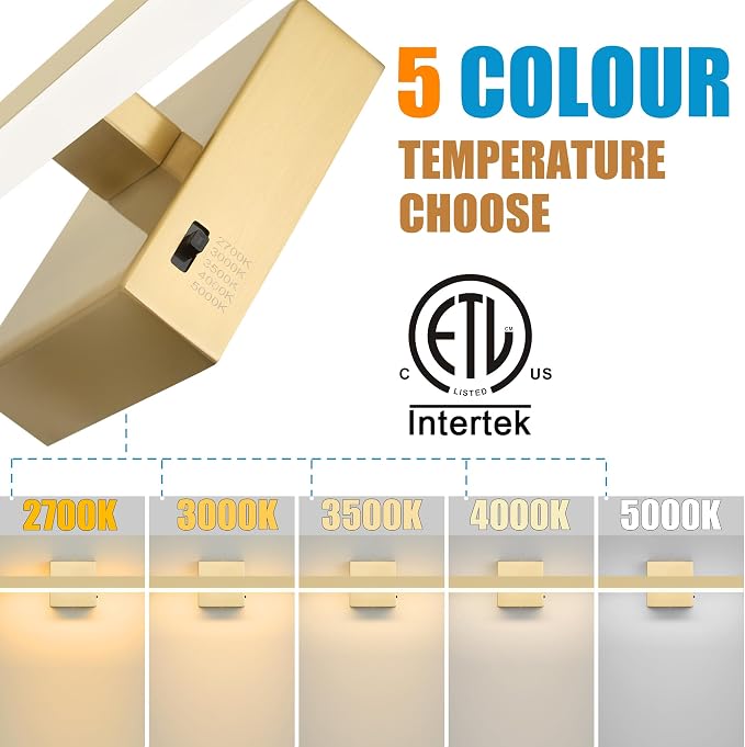 Gold Bathroom Vanity Light 31.5 inch, 26W Dimmable 5CCT LED Modern Bathroom - Image 4