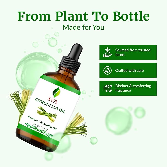 SVA Citronella Essential Oil – 4 Fl Oz – 100% Natural Citronella Oil - Image 4