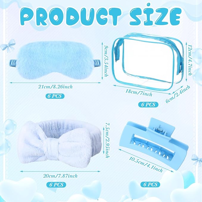 Hoteam 24 Pcs Spa Party Favors Supplies 6 Spa Headband 6 Plush Sleep Eye Mask 6 - Image 2