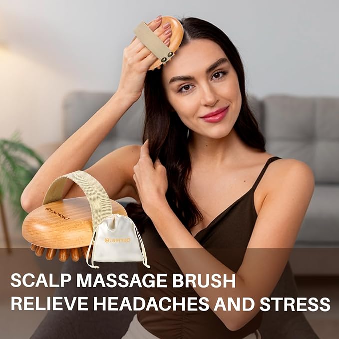 Wood Therapy Massage Tool for Belly Fat, Wooden Meridian Massage Body Brush for - Image 9
