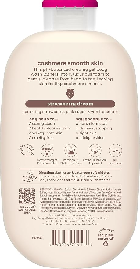 eos Cashmere Body Wash – Strawberry Dreams, Moisturizing Body Wash, Creamy Gel - Image 9