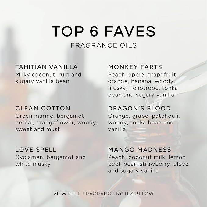 Top 6 Faves - Set of 6 Premium Fragrance Oils - Love Spell, Tahitian Vanilla - Image 2