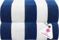 CASA COPENHAGEN Cabana Towels 2Pcs Cobalt Blue Designer Stripe Beach Bathsheet by CASACOPENHAGEN