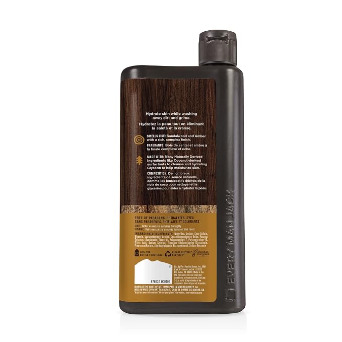 Every Man Jack Amber+Sandalwood Hydrating Mens Body Wash - Image 9