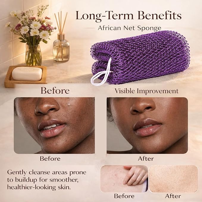 African Net Sponge Authentic, 3 Pieces African Exfoliating Net Sponge Body Back - Image 6