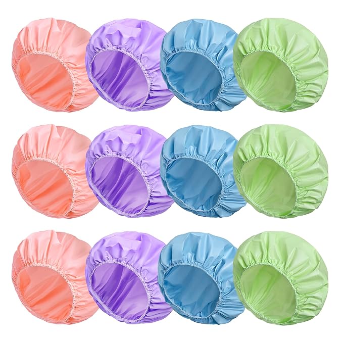 12 PCS Shower Caps for Women, Double Side Waterproof Shower Cap, Reusable by CHFONGDIRECT