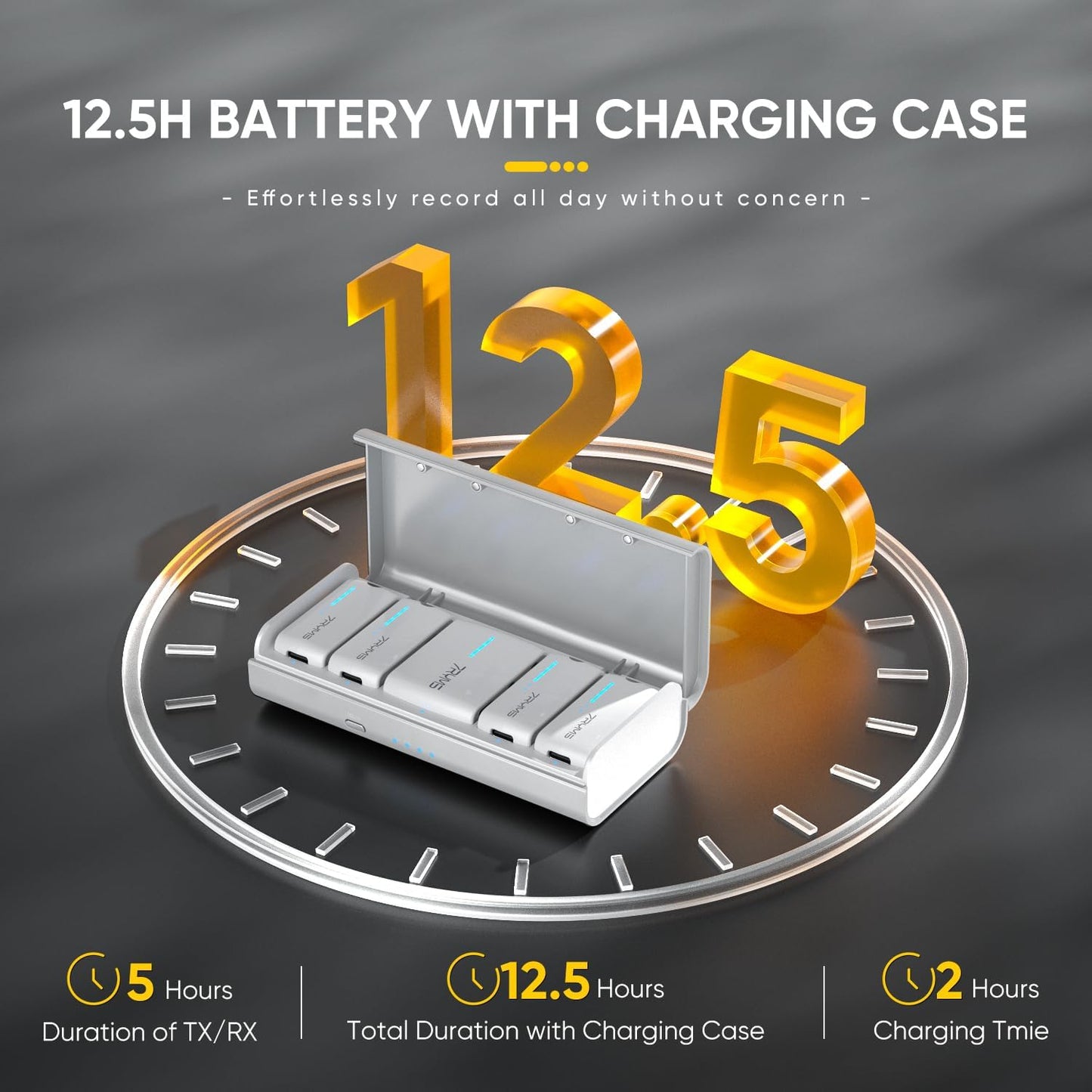 7RYMS iRay DW40 4-Channel Wireless Microphone for Cameras, Camcorders, iPhones, Android Phones, Wireless Lavalier Mic-Noise Canceling, 656ft Range, 12.5H Working, Lav Mic for Video Recording(White)