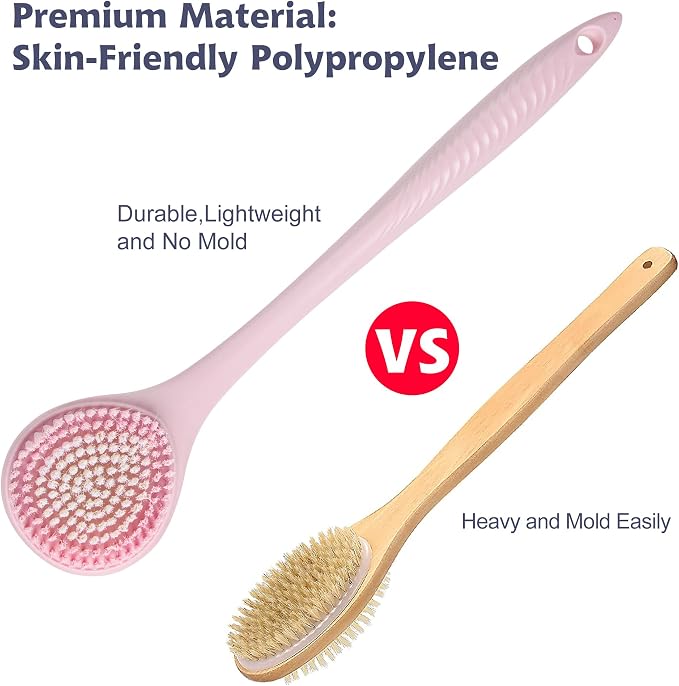 BEDELITE Back Scrubber for Shower, Soft Bath Brush Long Handle for Men & Women - Image 2