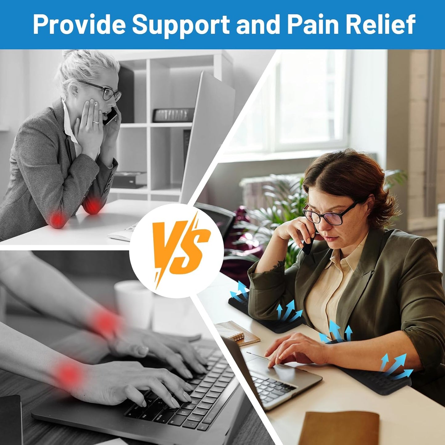 L-Shaped Desk Edge Cushion,2-Piece Keyboard Wrist Rest,Computer Ergonomic Elbow Pads for Long Hours of Work,Gaming,Studying