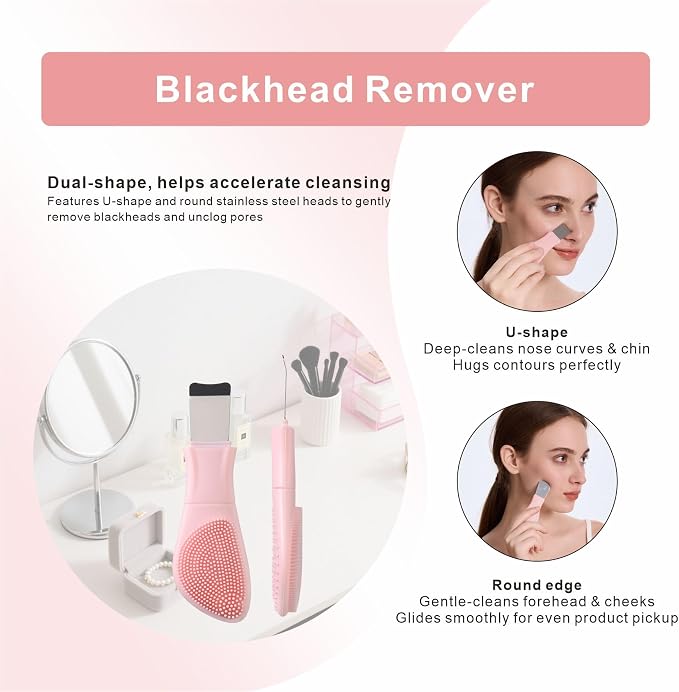 Blackhead Remover & Silicone Face Scrubber, Face Spatula, Facial Cleansing Brush - Image 4