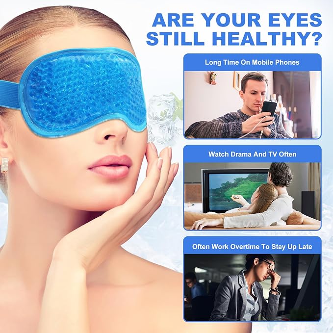 candyfouse 2Pack Cold Cooling Eye Mask, Reusable Hot Colder Therapy Gel Bead - Image 6