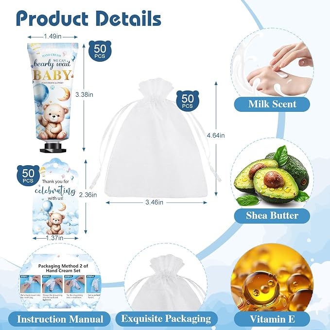 50 Pack Baby Shower Bulk Hand Cream Gifts Sets, Bridal Shower Favors and Baby - Image 3