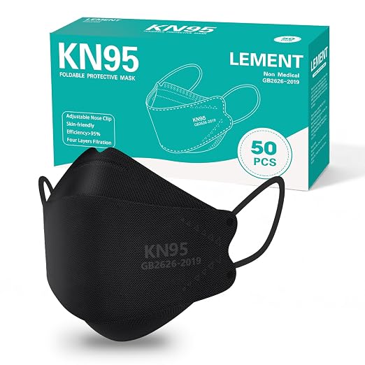 LEMENT KN95 Face Masks, 50 Pack Breathable Cup Dust Disposable Masks by Lement