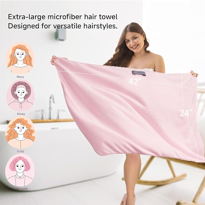 Microfiber Hair Towel Wrap Turban 2 Pack Large | Super Absorbent Quick Dry & - Image 2